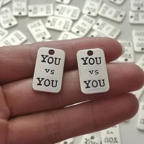 13x22mm Antique Silver Alloy You & You Letter Charm Pendant Jewelry Findings Accessories