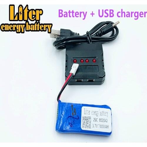 3.7V 700mAh 802042 Lipo Battery with USB charger JJRC H37 H31 Eachine E50 RC drone parts quadcopter