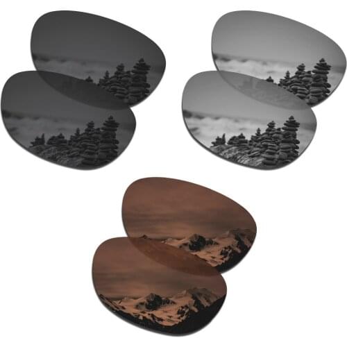 SmartVLT 3 Pairs Polarized Sunglasses Replacement Lenses for Oakley Stringer Stealth Black & Silver Titanium & Amber Brown