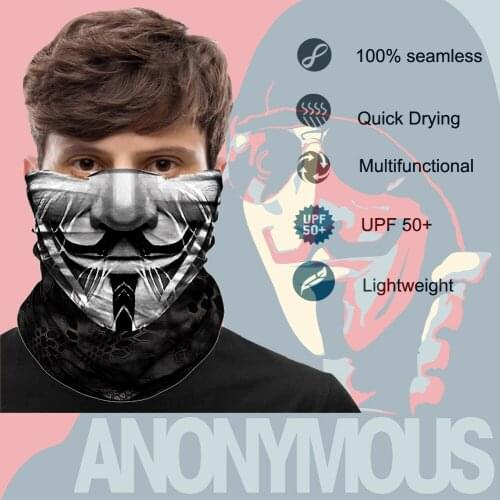 Anonymous Mascarillas Buff Bandana Mask Headscarf Punisher Ski Balaclava Facemask Masque Neck Gaiter Army Camping Scarfs Bicycle