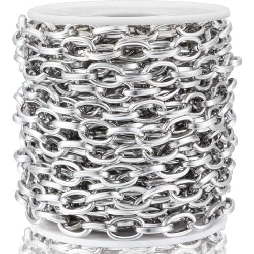 1M Width7.5mm Stainless Steel Large Cross Chains For Diy Jewelry Making Elliptical Flat Line Chain Necklace Bracelet Accessories