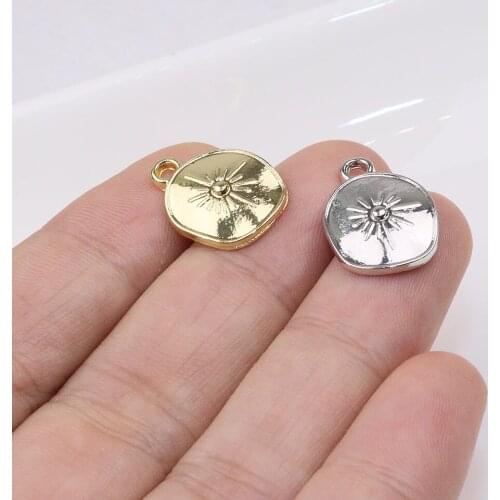 Eruifa 20pcs 13*17mm Zinc Alloy Irregular Star Coin Charms Wholesales Necklace,Earring Bracelet Jewelry DIY Handmade 2 Color