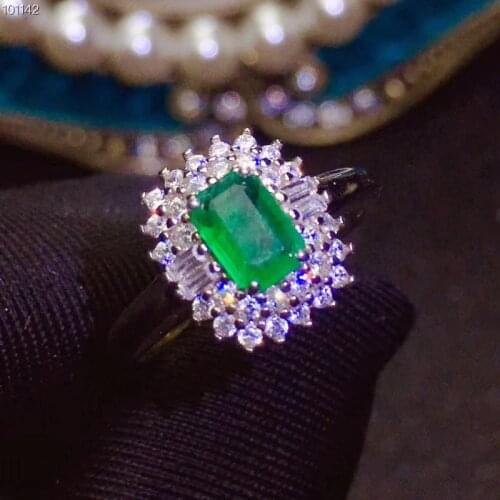 KJJEAXCMY Fine jewelry Fine 925 Silver-inlaid Natural Emerald Lady Ring Support Detection
