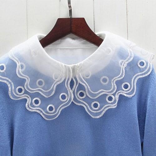 Women White/Black Color Lace Detachable Lapel Choker Necklace Shirt Fake False Collar Fashion Clothes Accessories Shirt Collar
