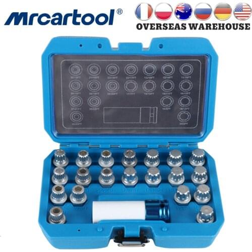 MR CARTOOL 21Pcs Wheel Lock Kit for BMW with 1/2 inch 12.7mm Socket Adapter Car Anti-theft Lug Nut Screw Removal Key Socket Set