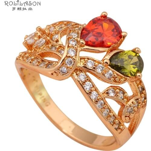 Royal design Factory Price fashion jewelry Color Crystal gold tone Rings Healthy jewelry JR1881USA size #6.5 #7.5