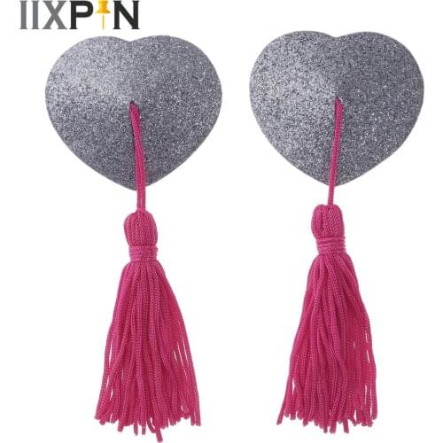 Hot 1 Pair Sexy Pasties Stickers Women Lingerie Sequin Tassel Breast Bra Nipple Cover Reusable Self-Adhesive Chest Stickers