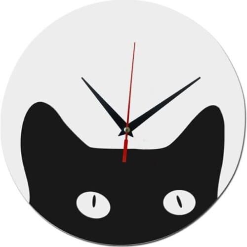 Top sale quartz wall clocks acrylic mirror watch modern cat horloge digital clock home decor Living Room stickers Single Face