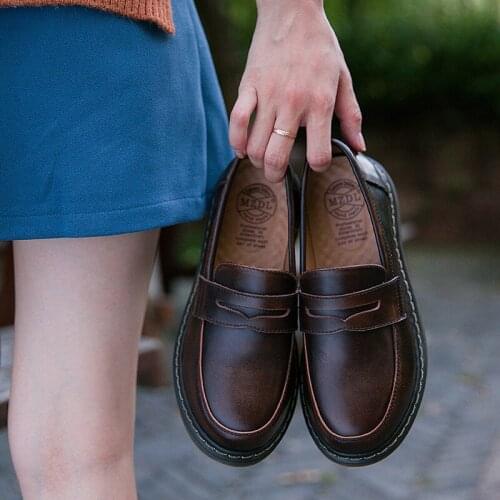 2020 New Autumn England Cowhide Leather Martin Shoes Japanese Womens College Wind Uniform Shoes Korean Version Wild Size 34-41