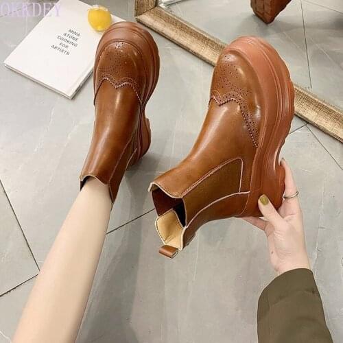 YSHUNIJ New British style muffin Martin boots womens carved short boots slouch sleeve chessy boots fall / winter 2021