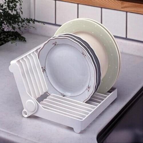 Kitchen Foldable Dish Drying Rack Plate Plastic Storage Holder Tableware Shelf Simple and Elegant Dish Rack Shelf