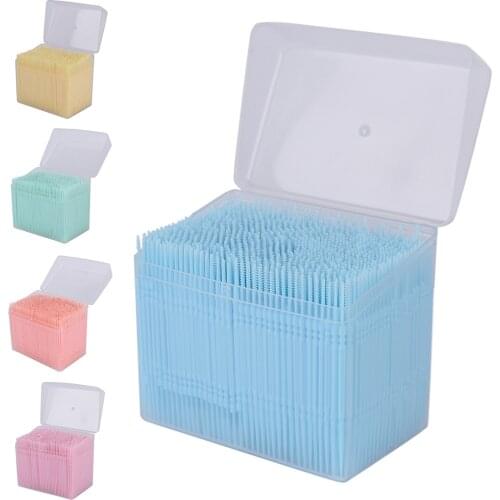 1100Pcs/box 2 Way 6.3cm Interdental Brush Tooth Pick Plastic Dental Picks Oral Hygiene Wholesale