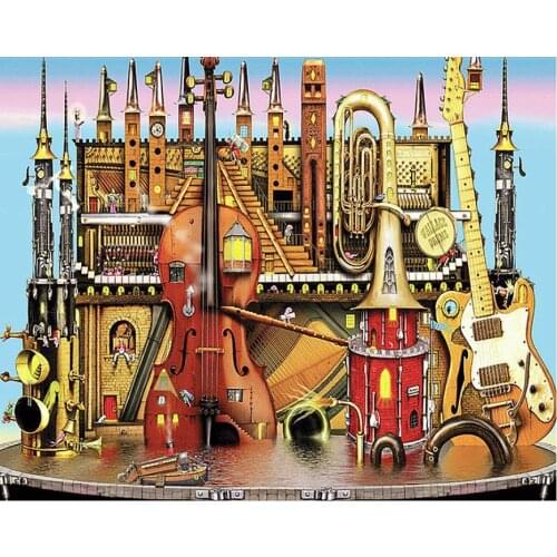 Violin Diamond Art Music Instrument Mosaic Embroidery Painting Rhinestone Draw Picture Home Wall Papers Handcraft Gift Beadwork
