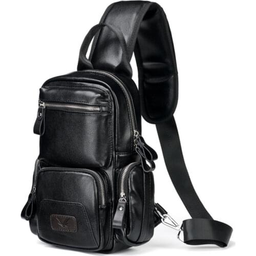 Men PU Leather Anti-theft Shoulder Bags Waterproof Multifunction Fashion Crossbody Bag Sling Messenger Chest Bag Pack For Male