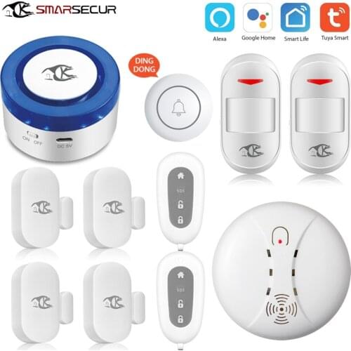 SMARSECUR wifi Security alarm siren WiFi Smart Siren Tuya Smart Wrok with 433Mhz Sensors
