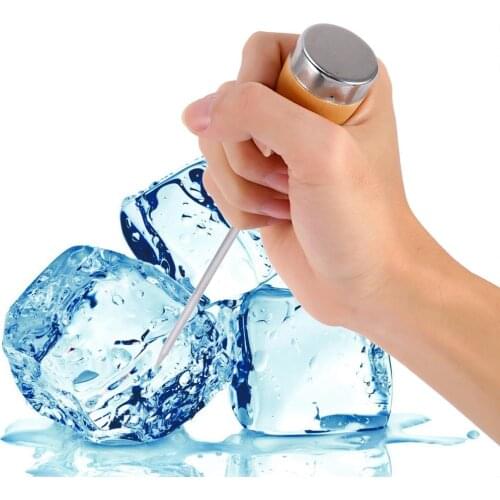 Vintage Stainless Steel Ice Pick Punch Kitchen Tool Wooden Handle Metal Cover