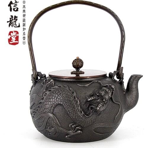 Japanese handmade cast iron tea pot uncoated boiling wate teapot Japan Kansai old raw iron kungfu pot copper lifting beam
