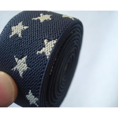 Top quality 5 Meters 1" (2.5cm) Width navy jacquard weave star garment Accessories Hand Made DIY Sewing Elastic Webbing Band