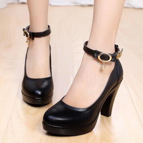 2019 new work shoes thick with womens shoes waterproof platform small size high heels large size womens shoes work shoes