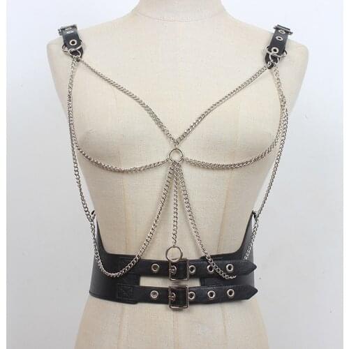 Womens Runway Fashion PU Leather Chain Vest Cummerbunds Female Dress Corsets Waistband Belts Decoration Wide Belt R1290