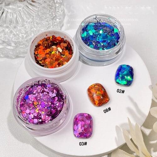 1 Jar Nail Art Glitter Sequins Hexagonal Pigment Powder Sequin Flakes Face Makeup Nail Accesoires For Manicure Design TSLM1