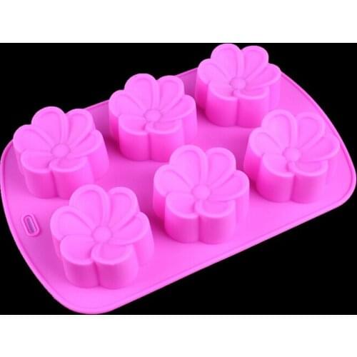 1PC 6 Flowers Silicone Cake Mold Silicone Cake Mold Baking Diy Soap Moulds EJK 0890
