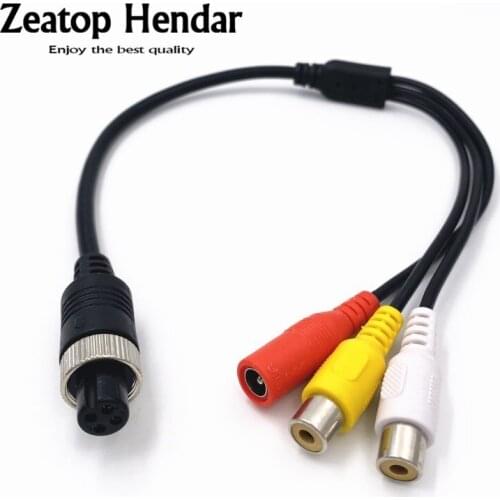 10Pcs M12 4Pin Aviation Female Plug to 2 RCA + DC Female Extension Cable Adapter for CCTV Camera Security DVR Microphone 35CM
