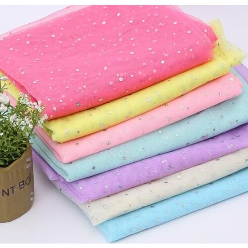 100cm*150cm Shiny Dot Mesh Tulle Fabric Doll Beautiful Wedding Dress Clothing Decoration Material DIY Clothes Sewing Supplies