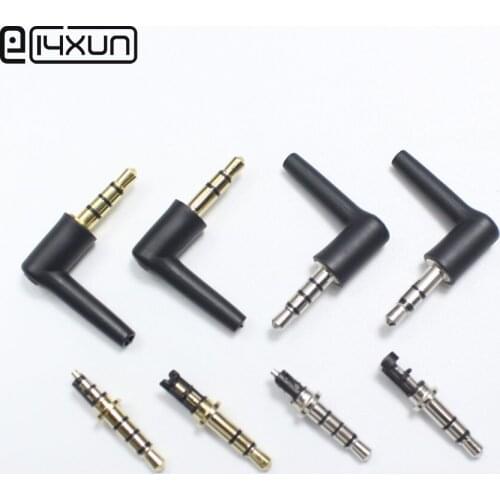 2pcs 3.5mm 3 4 pole Stereo Headset Plug 3.5 Right Angle Audio Plugs Adaptor Connector for Earphone DIY Repair Black Silicone