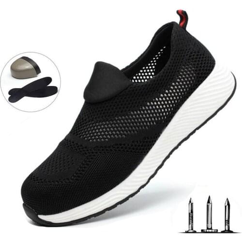 2019 Mens Summer New Breathable Mesh Sports Shoes Mens Outdoor Work Safety Shoes Anti-smash Stab Labor Insurance Shoes