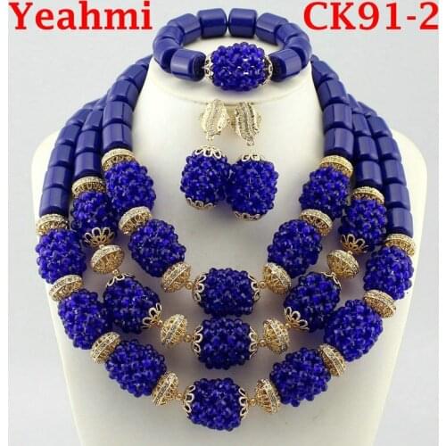2020 Free Shipping Nigerian Beads Wedding Jewelry Set Bridal Dubai Gold-color Jewelry Sets African Beads Jewelry Set CK91-1