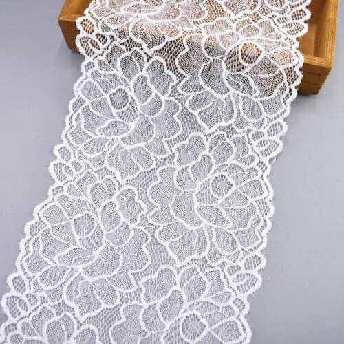 5Yards/Lot Elastic White Lace Ribbon African Lace Fabric Sewing Lace Embroidered Lace Trim Clothing Accessories Lace Applique
