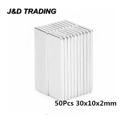 50pcs/lot N52 Strong Magnets 30x10x2mm Neodymium Rare Earth Bar Magnet