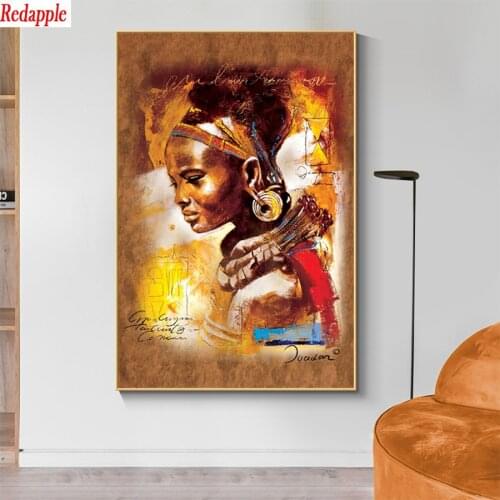 5d photo Round Diamond Painting Abstract art, african woman Full Drill Square Mosaic Home Decor Handmade Embroidery Gift
