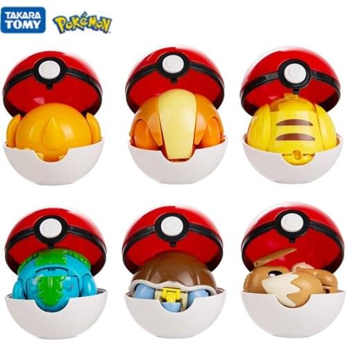 New Genuine Pokemon 6-9 Pcs Toy Set Pocket Monster Pokeball Anime Figure Pikachu Eevee Charizard Action Deformation Model Toy