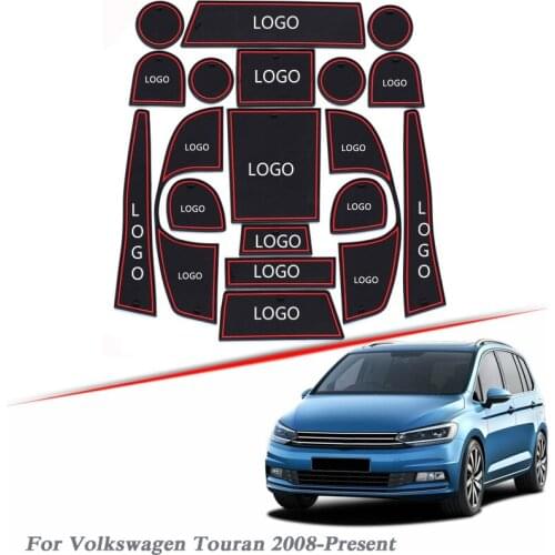Brand LOGO Car Styling For Volkswagen Touran 2008-2020 Gate slot pad Interior Door Groove Mat Non-slip dust Mat Auto Accessory