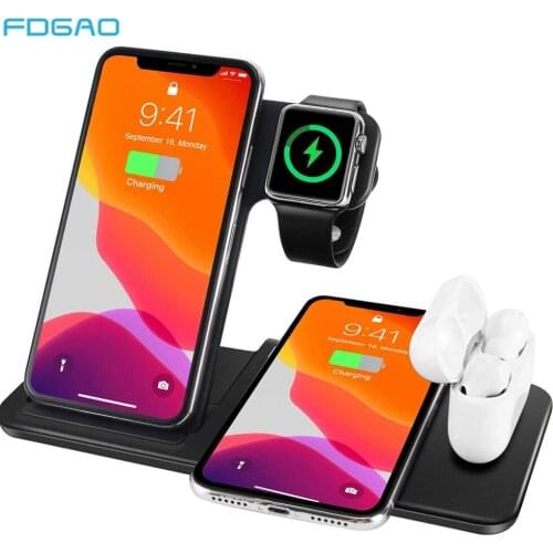 4 in 1 Qi 15W Fast Wireless Charger For iPhone 12 11 XS XR X 8 Plus Quick Charging Station For Apple Watch 6 5 4 3 2 Airpods Pro