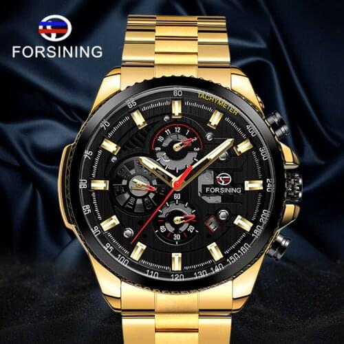FORSINING Watches 2020 New Brand Fashion Luminous Sport Gold Wristwatch Mechanical Automatic Self Wind WristWatch For Business