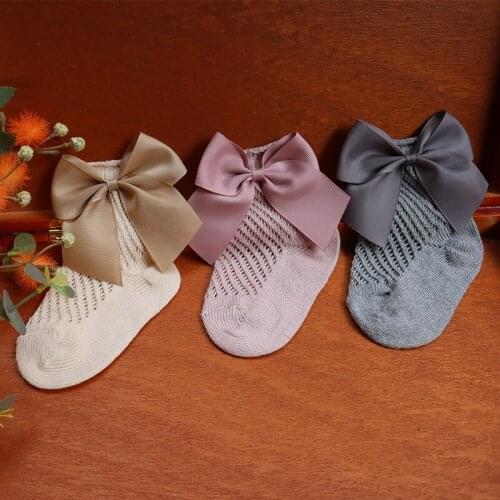 Baby Big Bow Socks Toddler Girls Princess Toddlers Cute Solid Short Socks Hollow Out Kids Floor Spanish Pineapple Style Socken