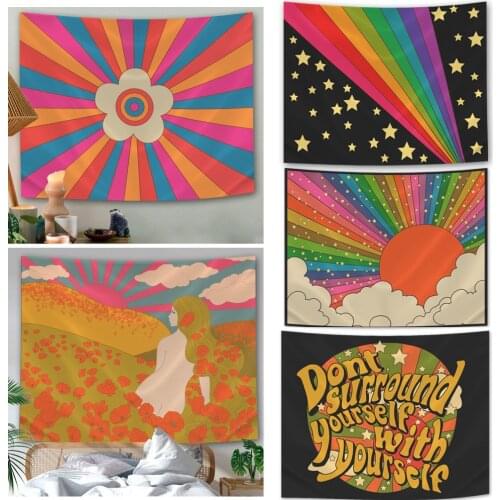 Home decorative rainbow sun wall tapestry bedroom home decoration tapestry bohemian yoga mat