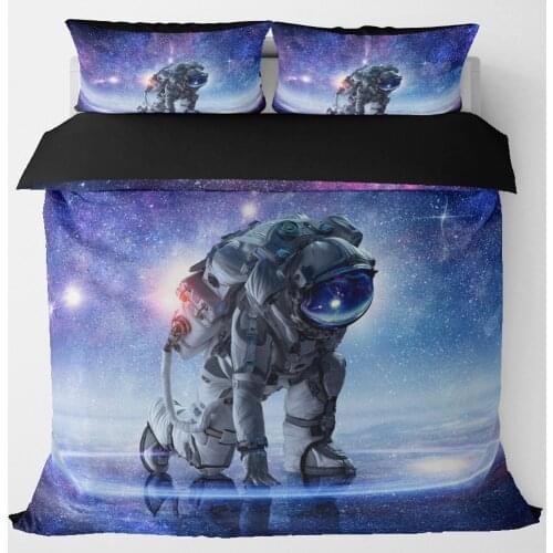 Home Textiles Planet Pattern Duvet Cover King Cool Astronaut Print Quilt Cover with 1/2 Pcs Pillowcase Double Bedding Set Queen