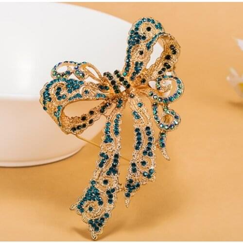 Hot Selling Women Bridal Brooches Jewelry Cute Bow Rhinestone Crystal Pin Brooch Women Party Gifts Brand Hijab Bridal Jewelry