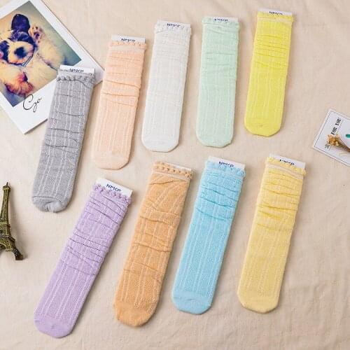Cotton Mesh Childrens Socks Breathable Girls Solid Color Baby Kids Knee High Socks Long Skarpetki Dla Dziewczynki Calze Bambina