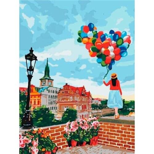 Gatyztory Love Balloon Diy Painting By Numbers Landscape Artwork Canvas Colouring Wall Decor Frame Handpainted