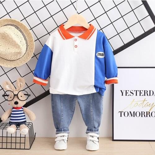 Children Clothing Sets Toddler Boy Casual Cool Long Sleeve Outfits 2021 New Spring Autumn Patchwork T-shirt+Pants Baby Clothes