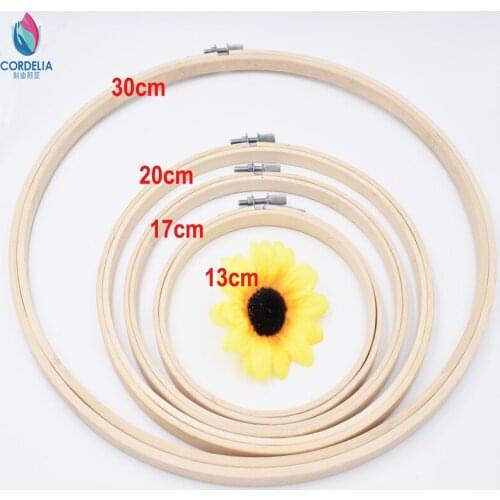Korean fashion factory price 13 17 20 30cm round vintage cross stitch hoops bamboo as home DIY accessories sets photo frame tool