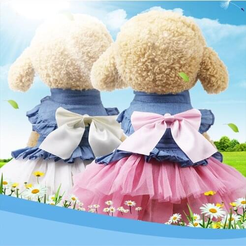 Summer Dress For Pets Small Dogs Wedding Dress Tutu Skirt Clothes Luxury Princess Cat Dog Clothes Denim Skirt Design Chihuahua