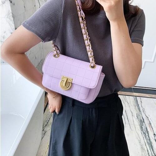 Mini Simple PU Leather Tote Bags For Women 2020 Solid Color Chain Lock Shoulder Handbags Female Travel Fashion Crossbody Bag