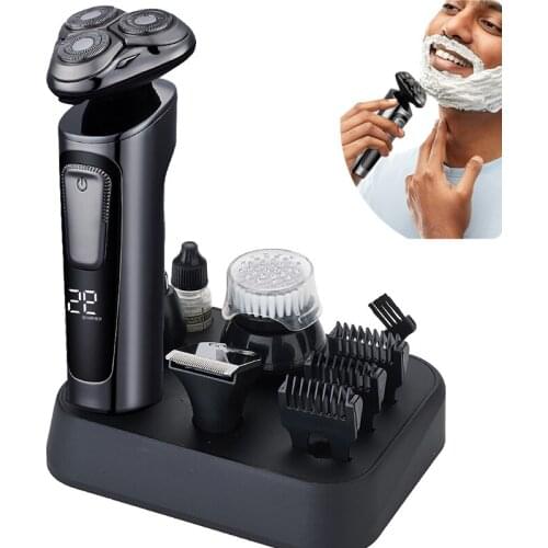 Multi-function 4D Electric Shaver for Men Grooming Kit Shaving Machine USB Charging Wet & Dry Waterproof LCD Display Face Care