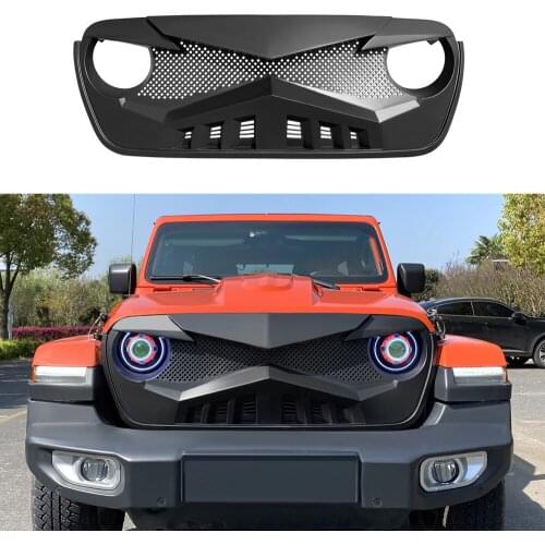 Modified For Wrangler Front Grill ABS Matte Black Racing Grills Bumper Mesh Fit For Jeep Wrangler JL Gladiator JT 2018-2021